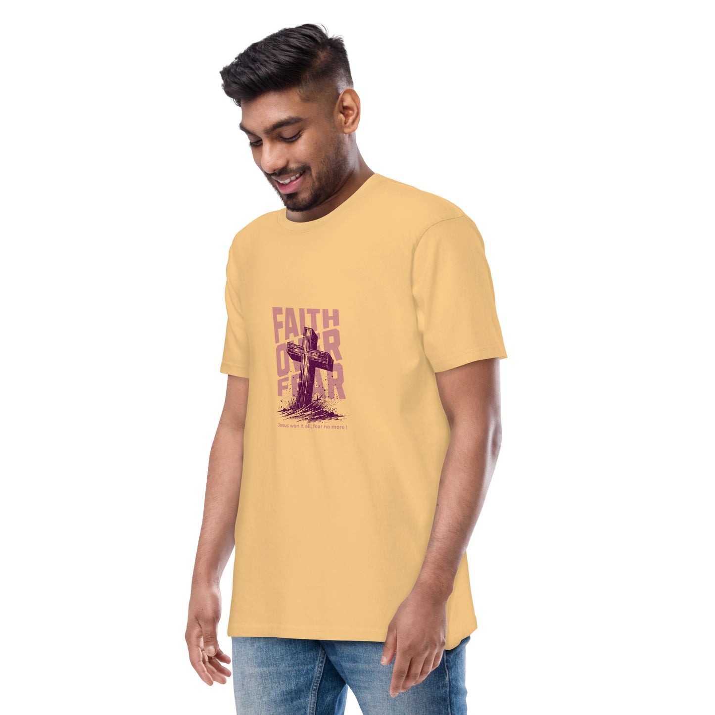Faith Over Fear Men’s premium heavyweight tee Vintage Gold