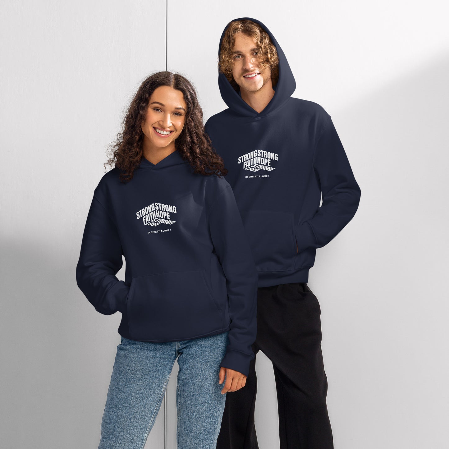 Strong Faith Hope Love Oversized heavyweight hoodie Navy