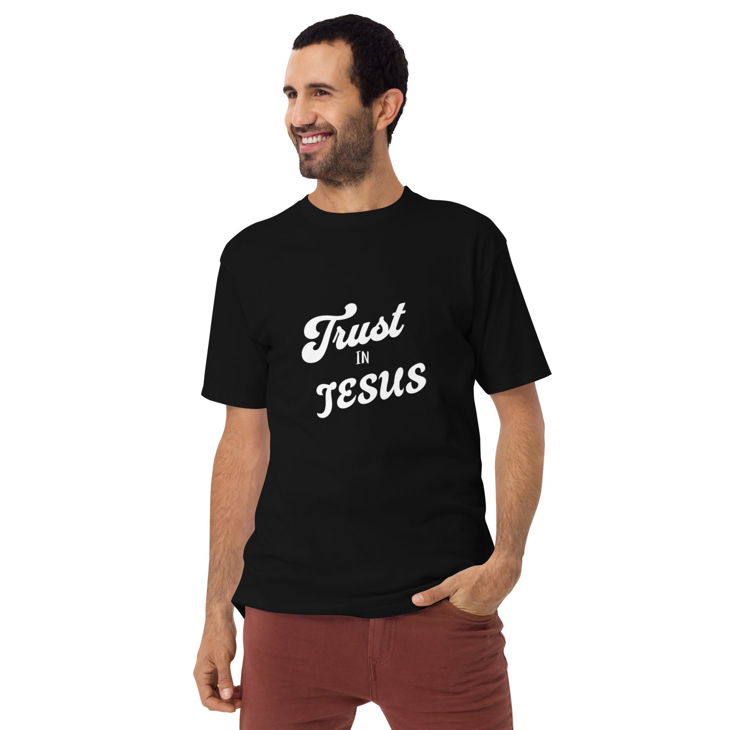 Trust In Jesus Men’s premium heavyweight tee L