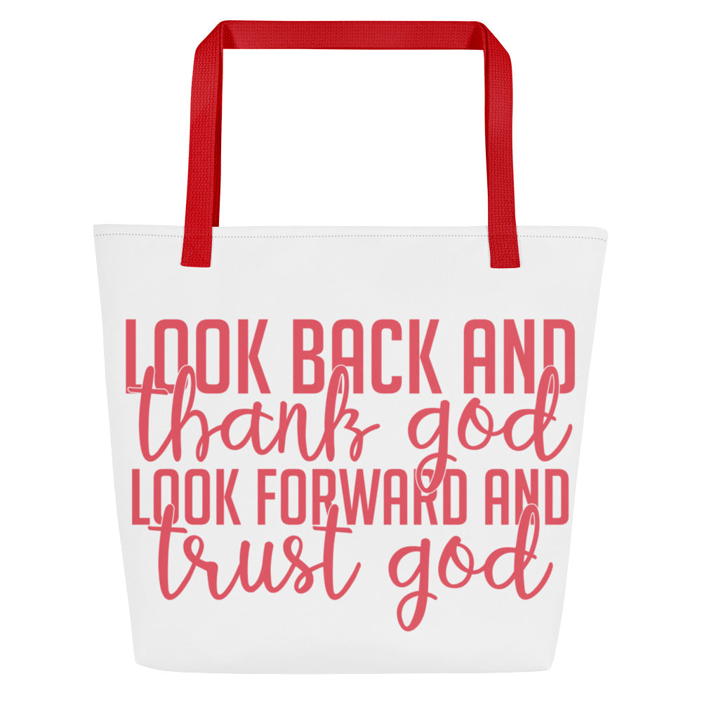 Look Back And Thank God All-Over Print Large Tote Bag Default Title