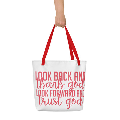 Look Back And Thank God All-Over Print Large Tote Bag