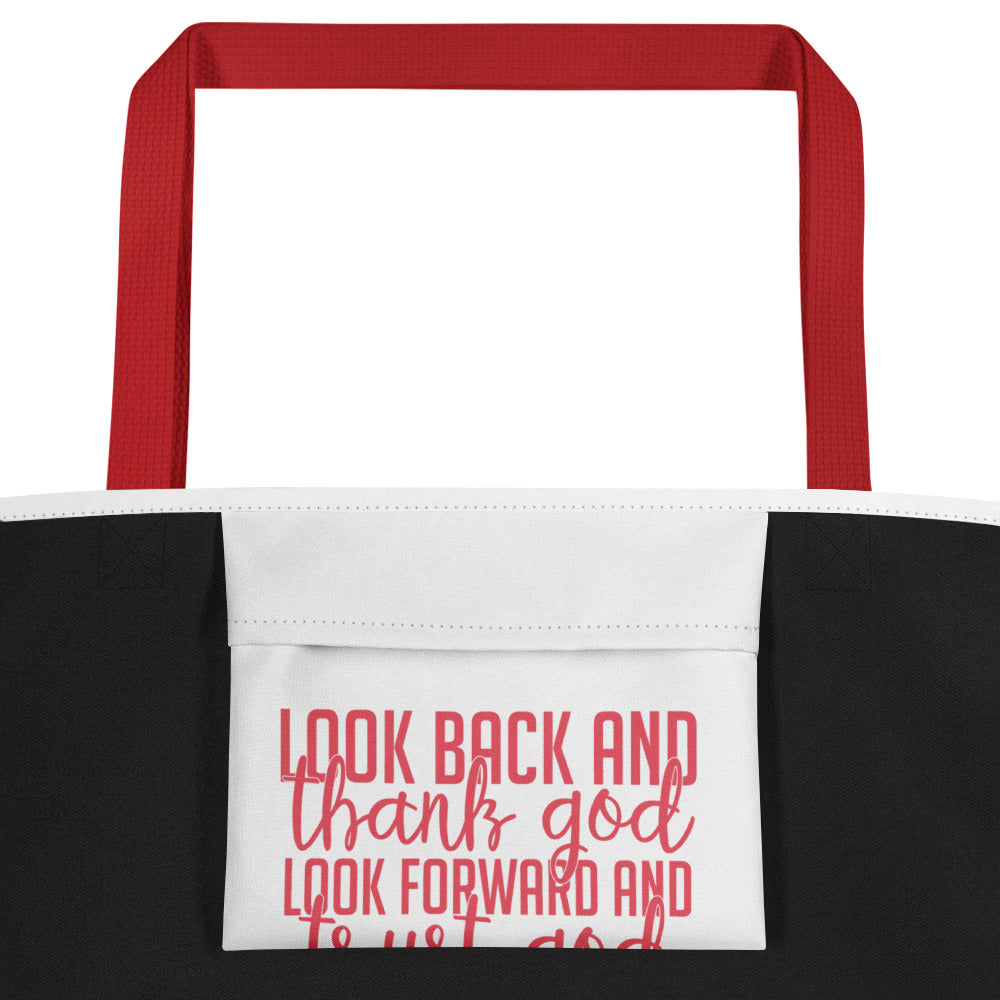 Look Back And Thank God All-Over Print Large Tote Bag