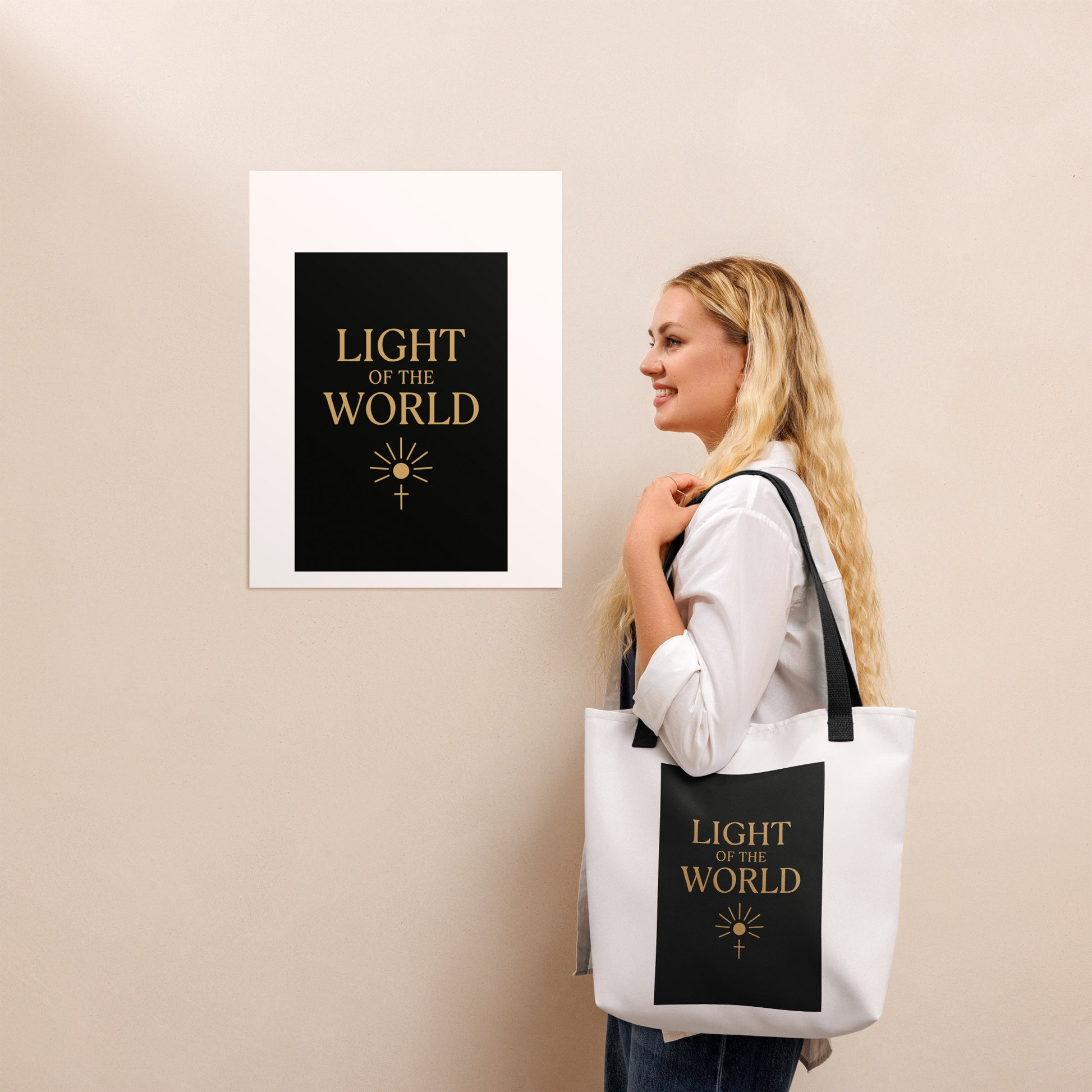 Light Of The World Tote bag Black