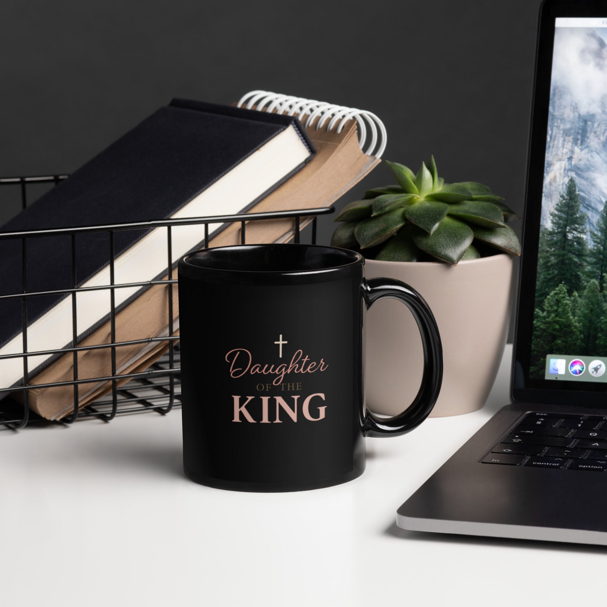 Daughter Of The King Black Glossy Mug Default Title