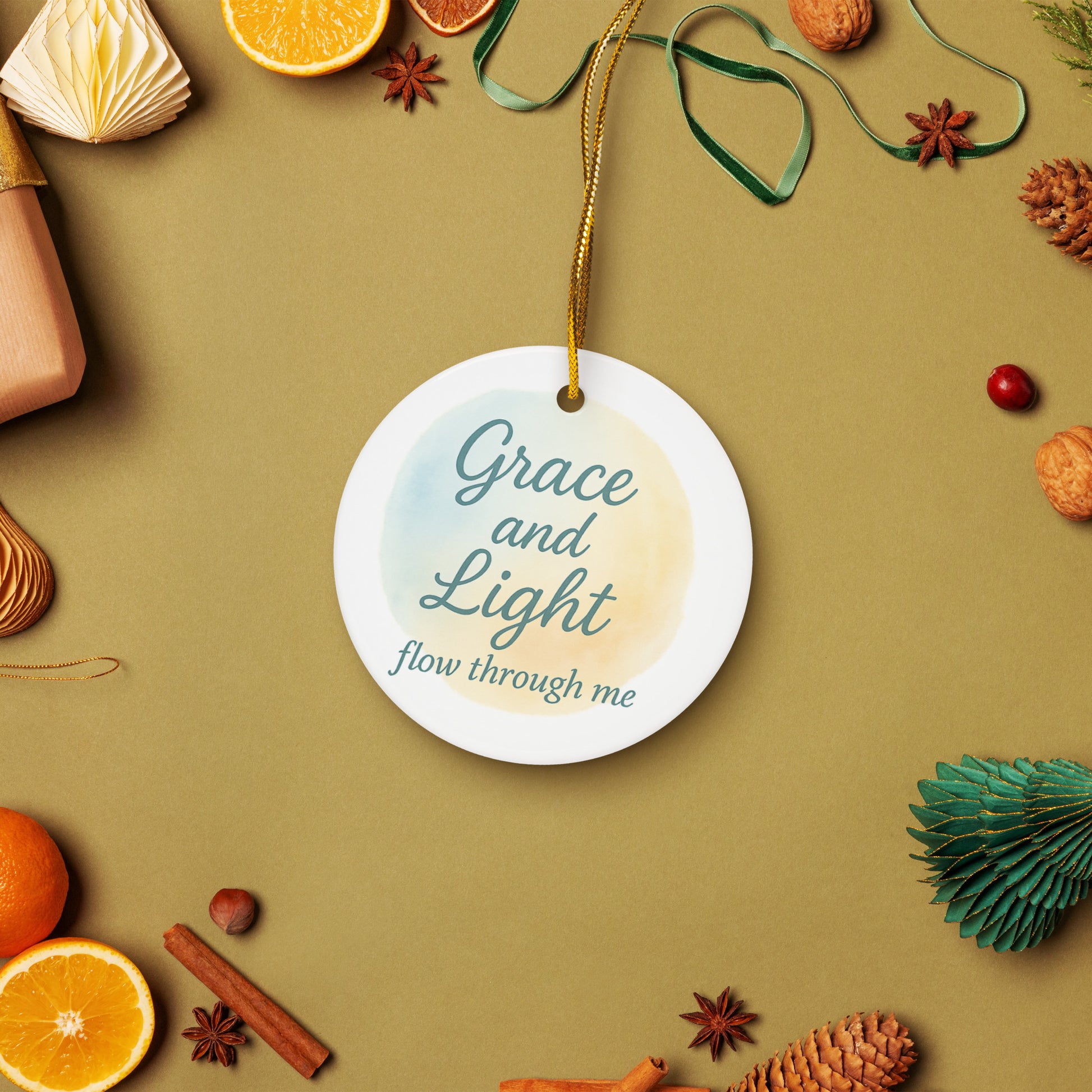 Grace And Light Flow Through Me Double-sided ceramic ornaments