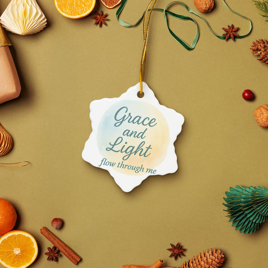 Grace And Light Flow Through Me Double-sided ceramic ornaments Snowflake