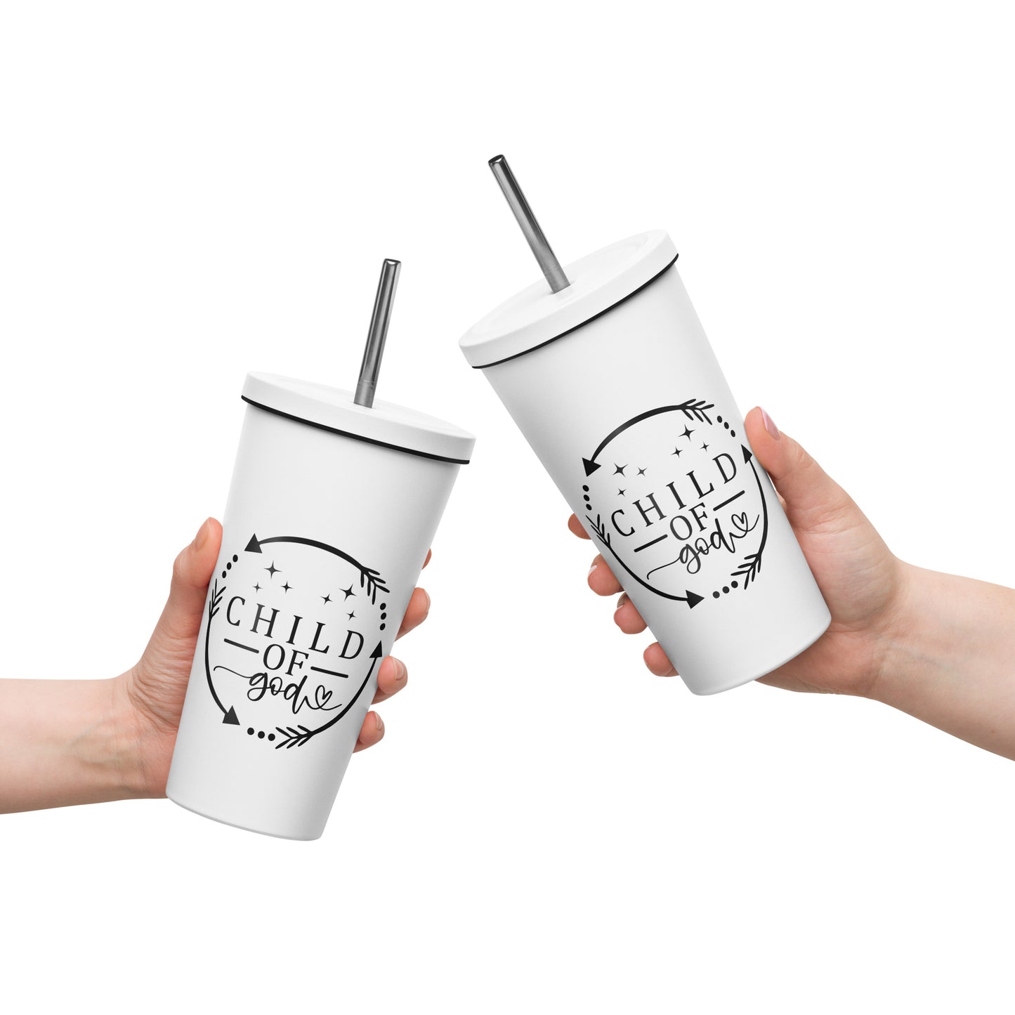 Child Of God Insulated tumbler with a straw White