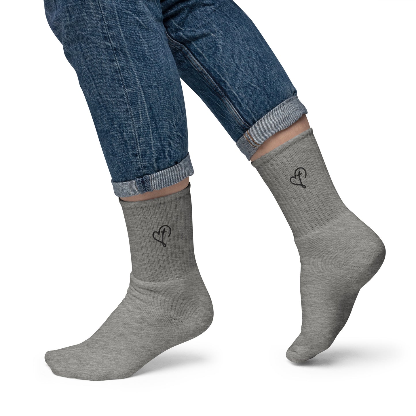 Love In Christ Embroidered socks Heather Grey