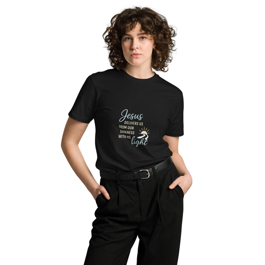 Jesus Delivers Us From Our Darkness with His Light Unisex premium t-shirt