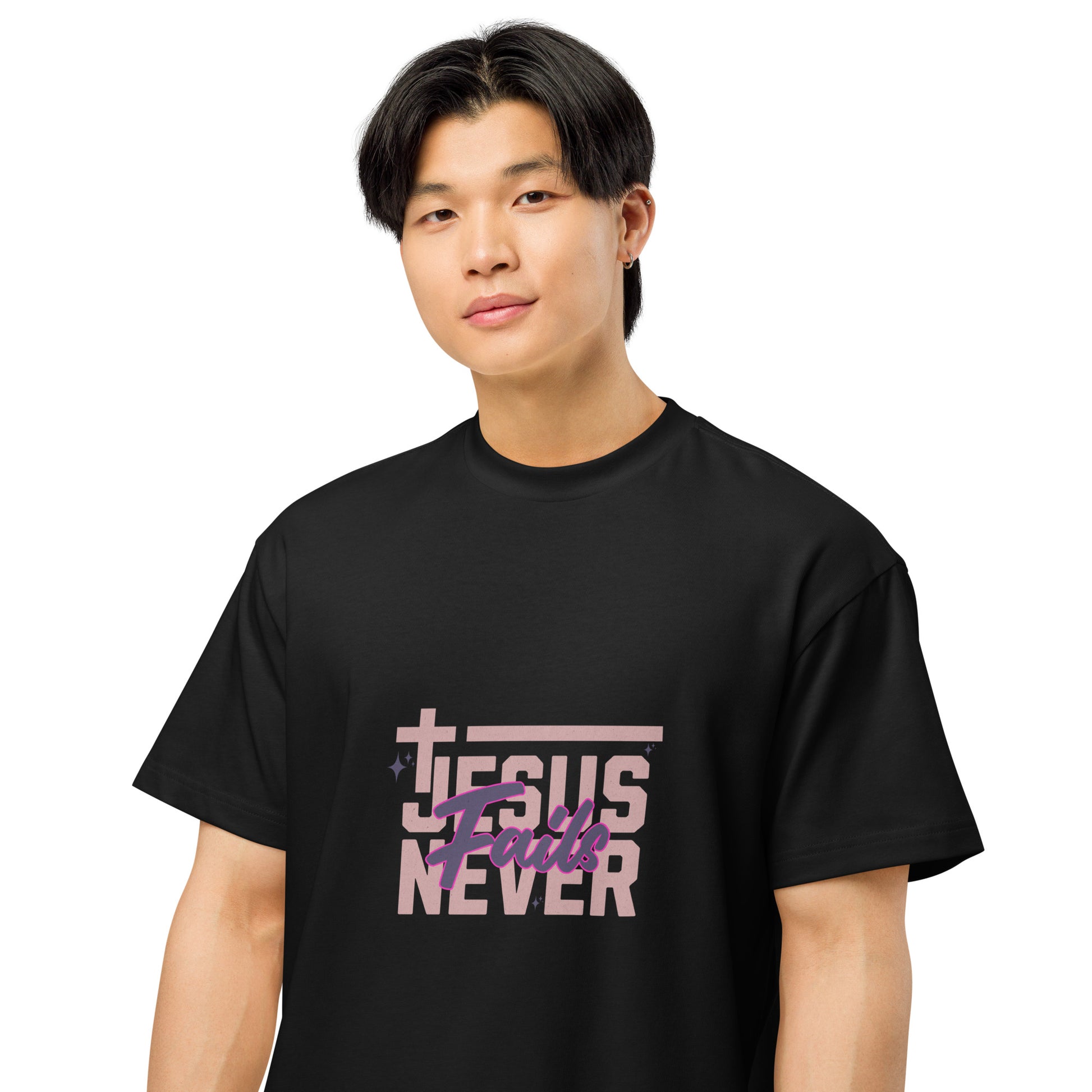 Jesus Never Fails Men’s box tee