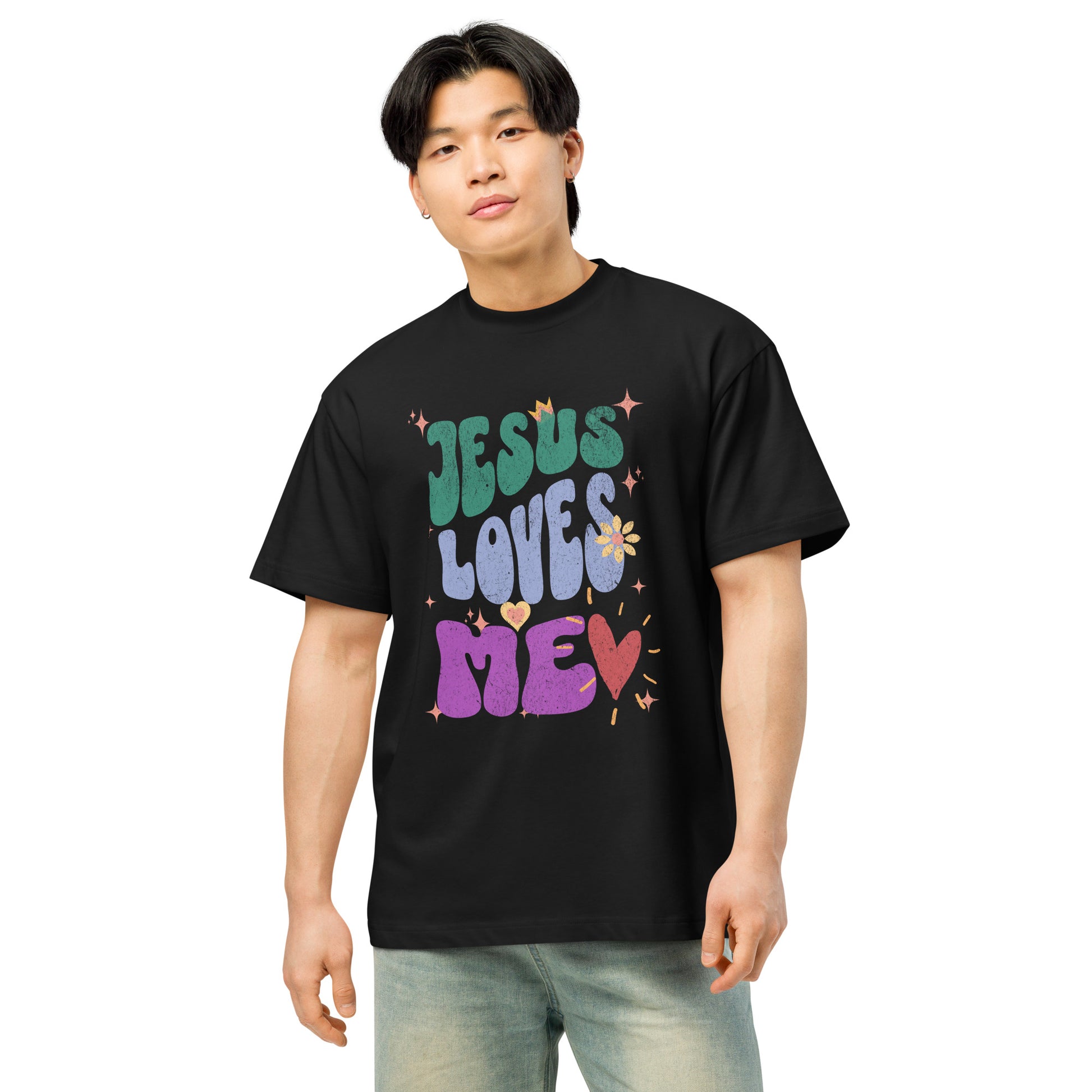 Jesus Loves Me Men’s Box Tee Black