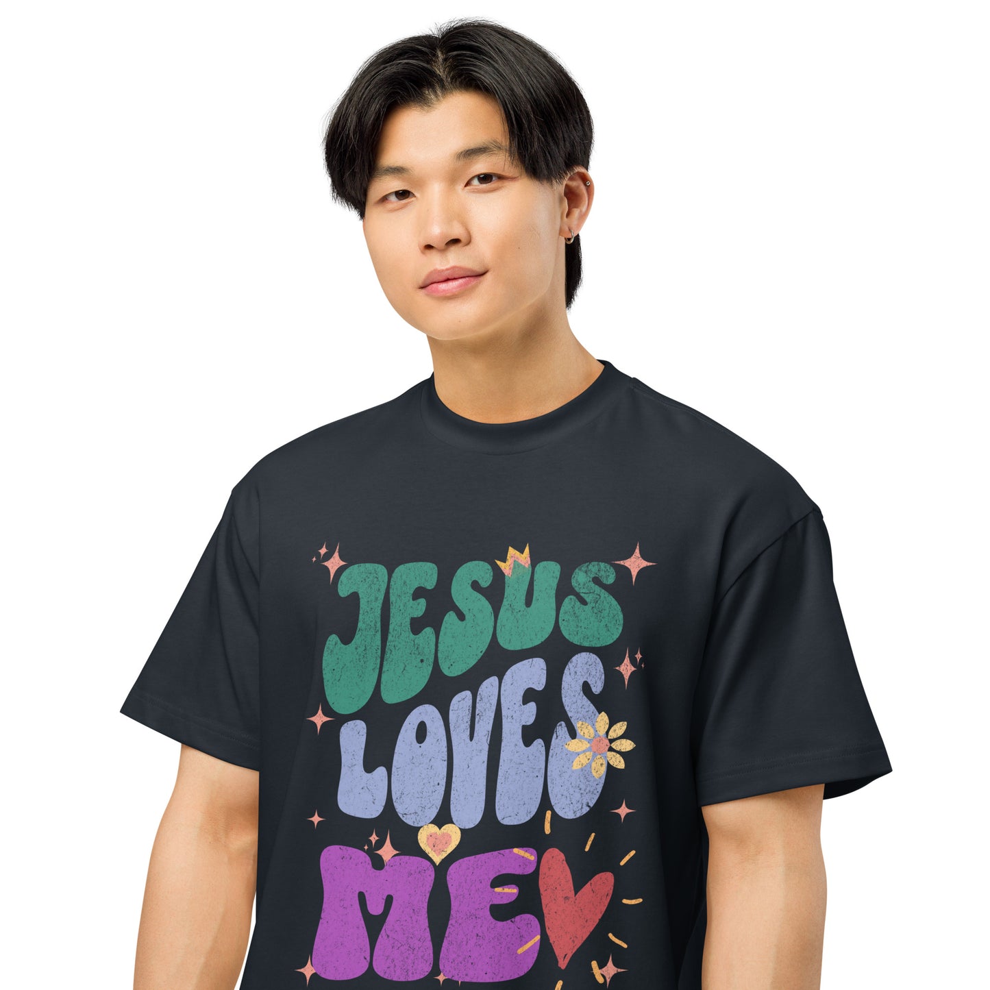 Jesus Loves Me Men’s Box Tee Navy Blazer