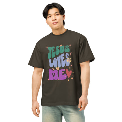 Jesus Loves Me Men’s Box Tee Vintage Black