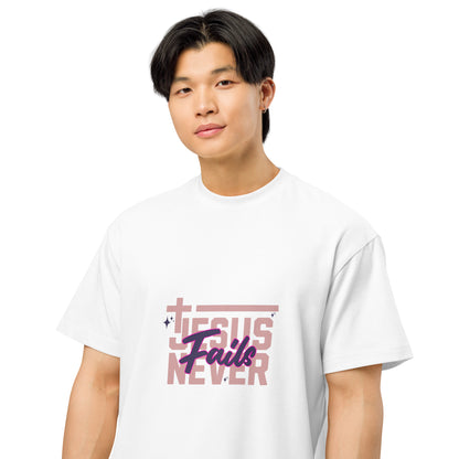 Jesus Never Fails Men’s box tee