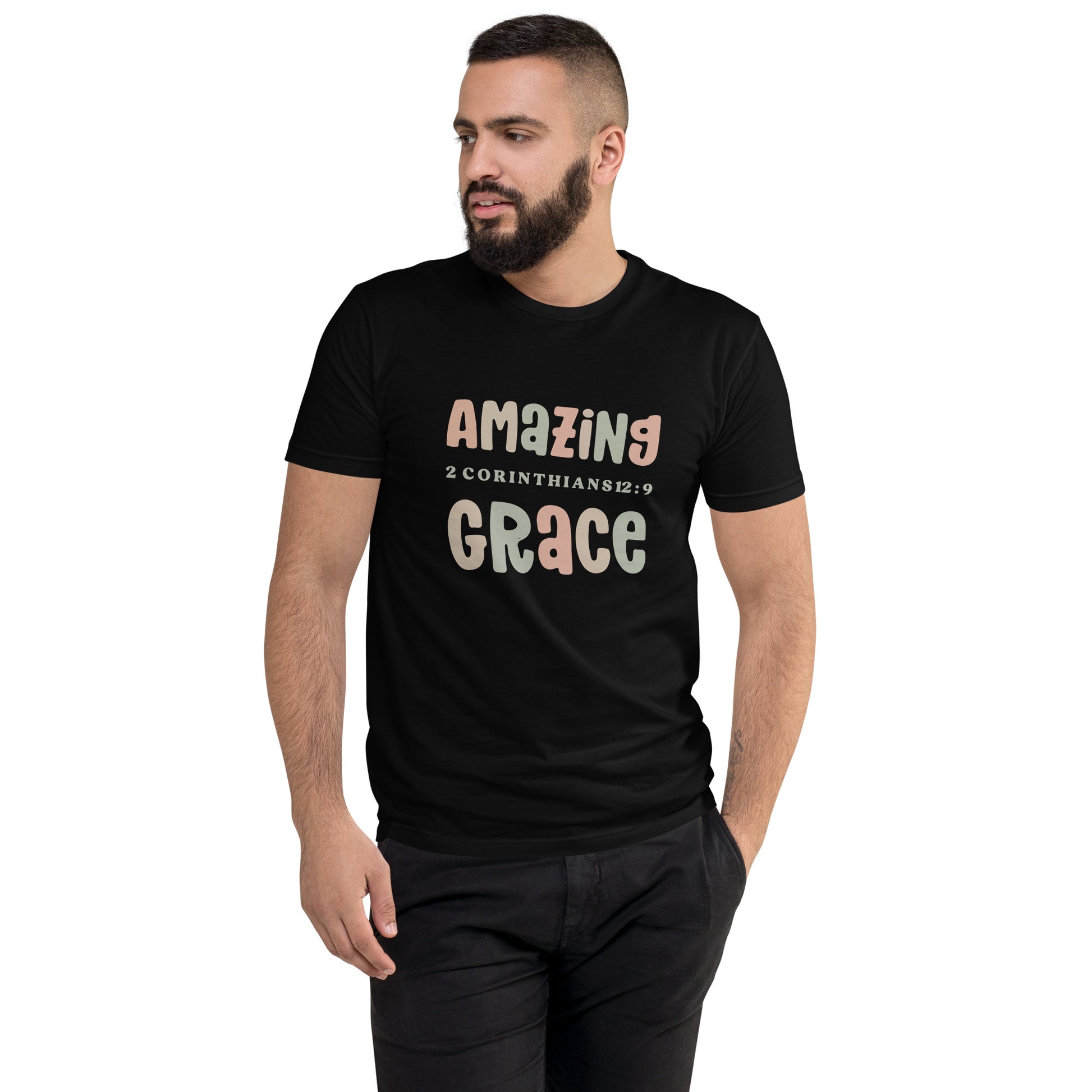 Amazing Grace men Short Sleeve T-shirt Black