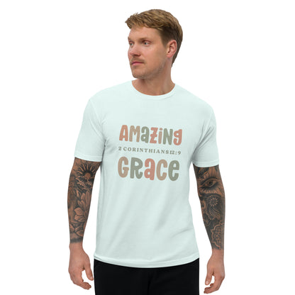 Amazing Grace men Short Sleeve T-shirt Light Blue