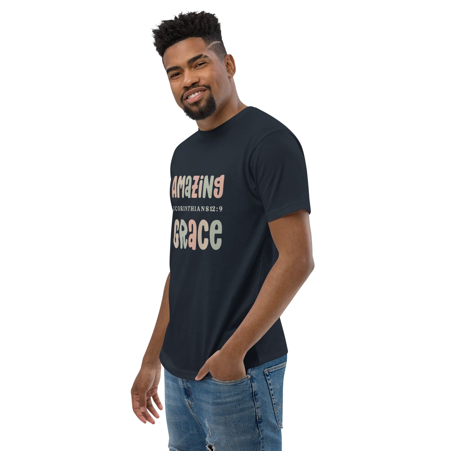 Amazing Grace men Short Sleeve T-shirt Midnight Navy