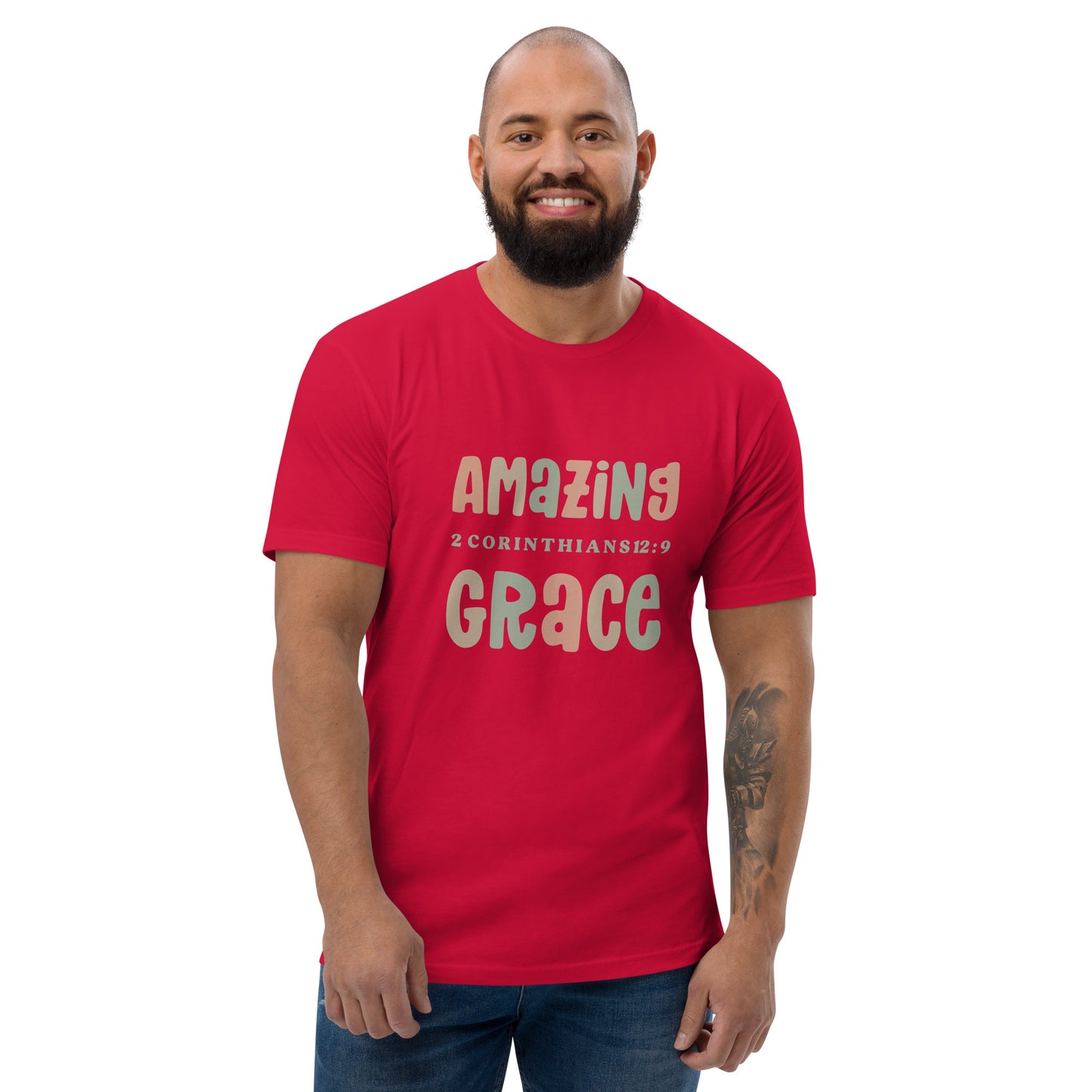 Amazing Grace men Short Sleeve T-shirt Red
