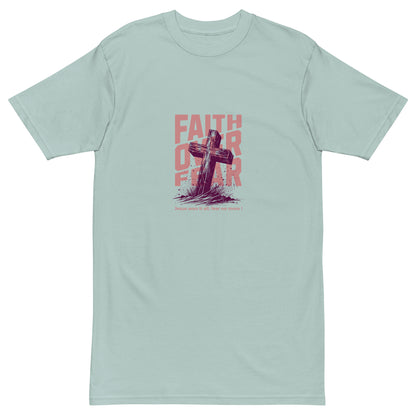 Faith Over Fear Men’s premium heavyweight tee Agave