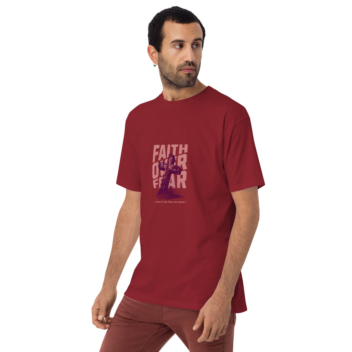 Faith Over Fear Men’s premium heavyweight tee Brick Red