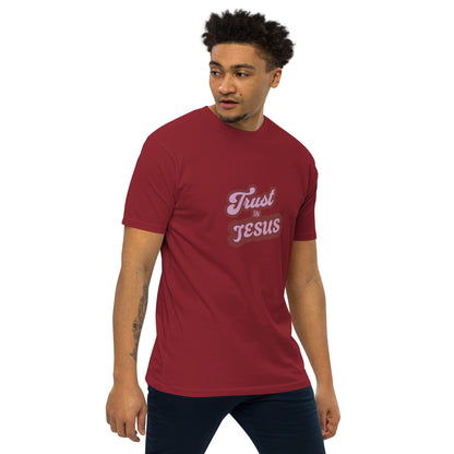 Trust In Jesus Men’s premium heavyweight tee Brick Red