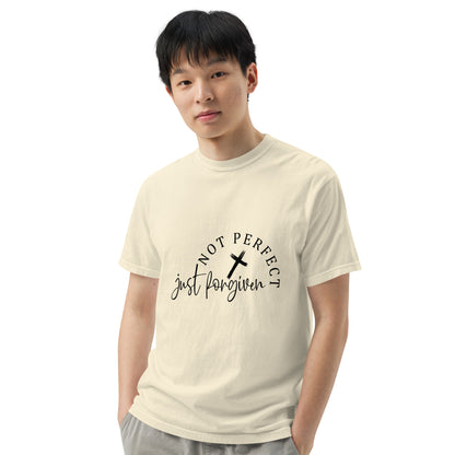 Not Perfect Just Forgiven Unisex Garment-Dyed Heavyweight T-Shirt Ivory
