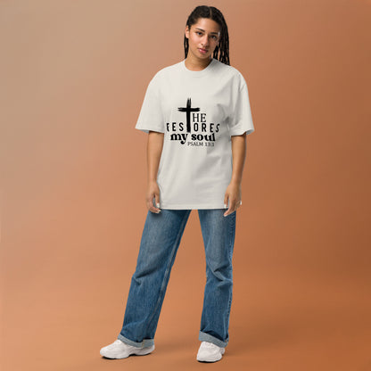 He Restores My Soul Oversized faded t-shirt Faded Bone