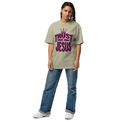 Trust In Jesus Oversized faded t-shirt Faded Eucalyptus
