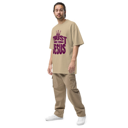 Trust In Jesus Oversized faded t-shirt Faded Khaki