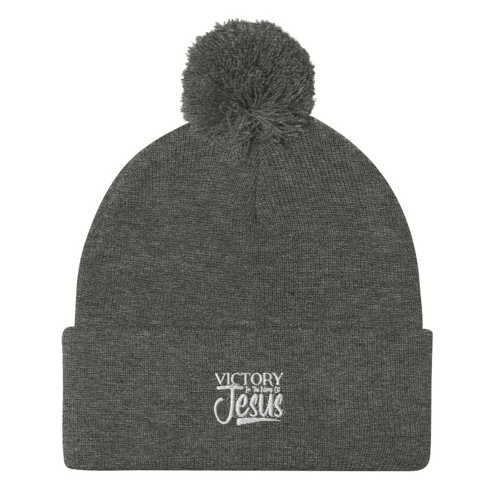 Victory In Jesus Pom-Pom Beanie