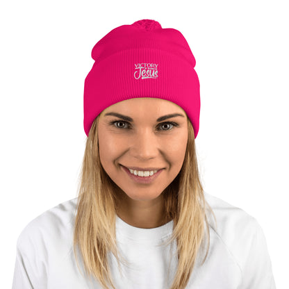 Victory In Jesus Pom-Pom Beanie