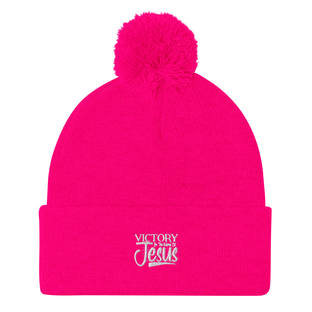 Victory In Jesus Pom-Pom Beanie