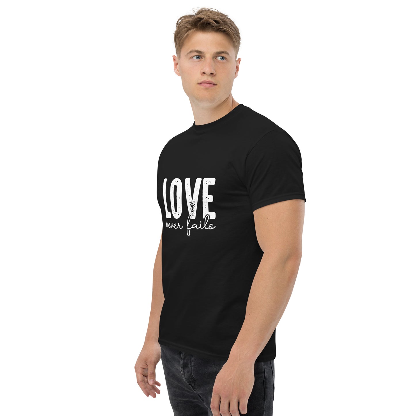 Love Never Fails Unisex classic tee Black