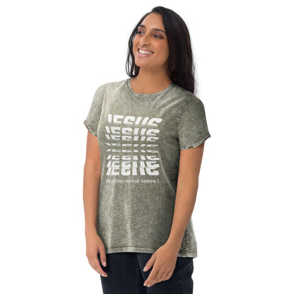 Jesus No Other Name Saves Unisex Denim T-Shirt