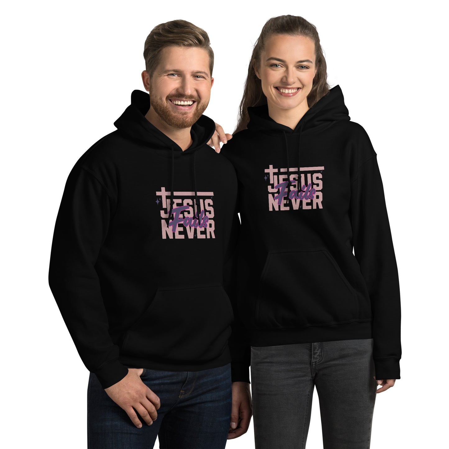 Jesus Never Fails Unisex Hoodie Black
