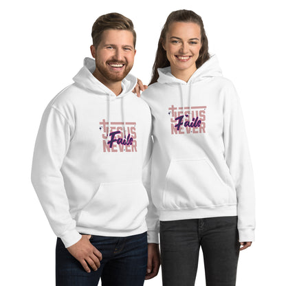 Jesus Never Fails Unisex Hoodie White