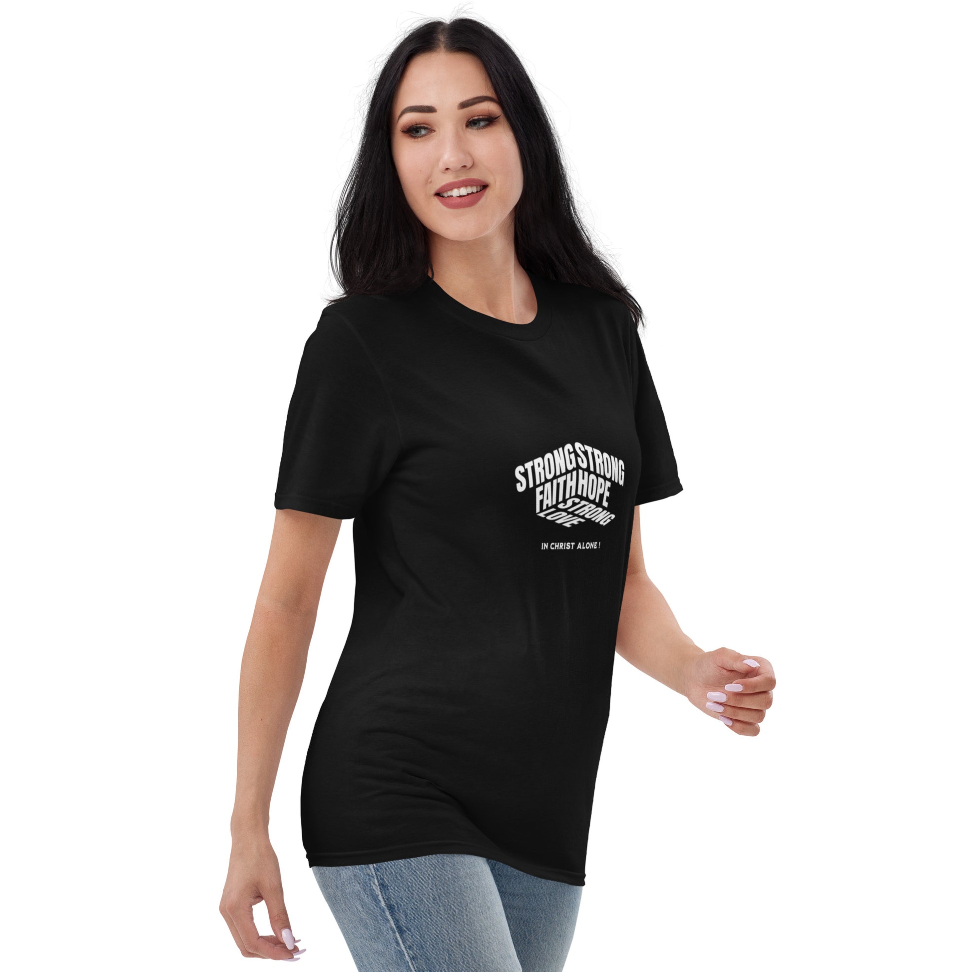 Strong Hope Faith Love in Christ Alone Unisex Short-Sleeve T-Shirt Black