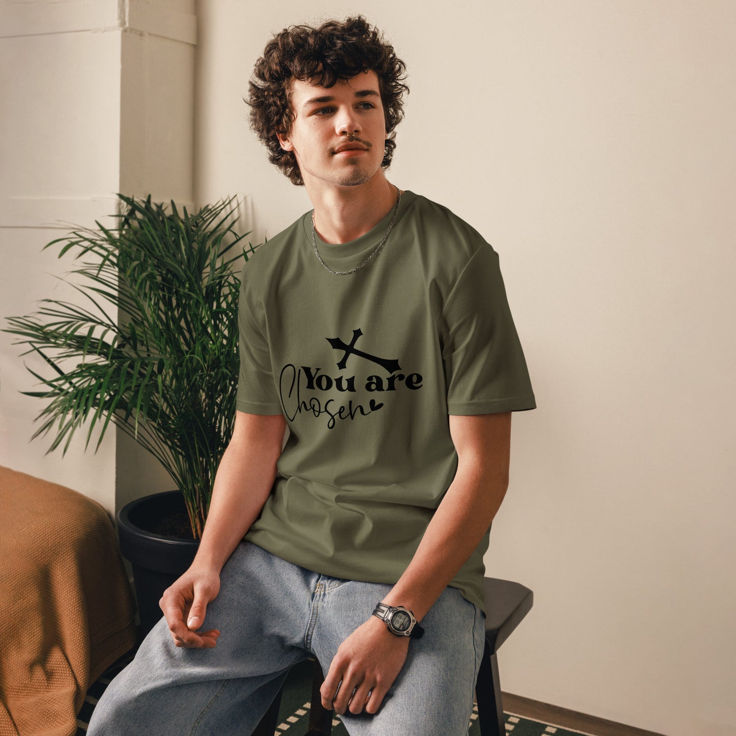 You Are Chosen Unisex organic cotton t-shirt Khaki