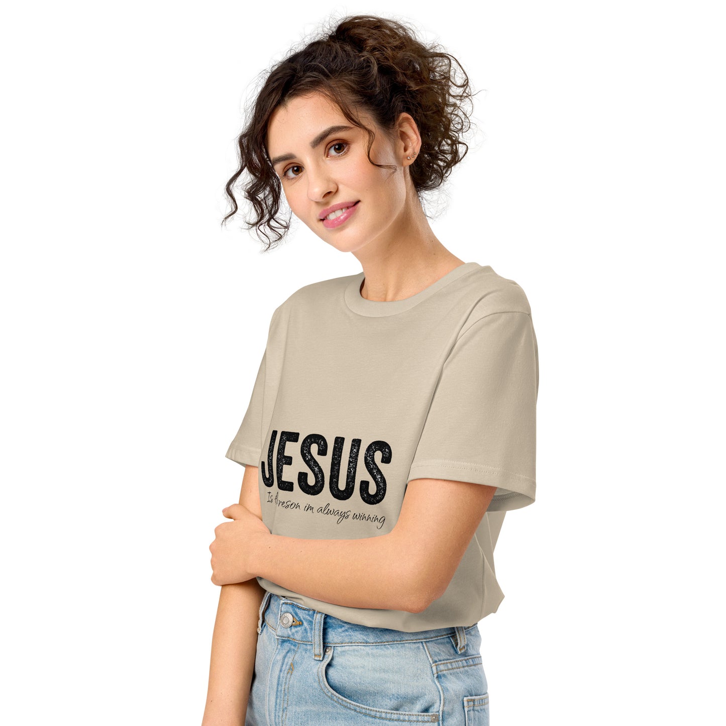 Jesus Is The Reason I'm Always Winning Unisex organic mid-light t-shirt Desert Dust