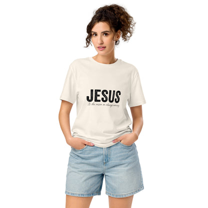 Jesus Is The Reason I'm Always Winning Unisex organic mid-light t-shirt Vintage White