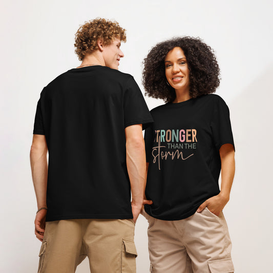 Stronger Than The Storm Unisex organic ribbed neck t-shirt Black