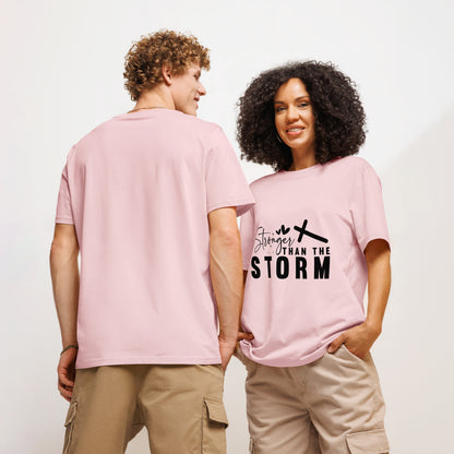 Stronger Than The Storm Unisex organic ribbed neck t-shirt Cotton Pink