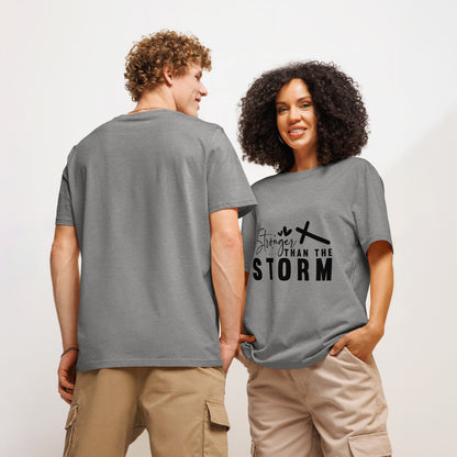Stronger Than The Storm Unisex organic ribbed neck t-shirt Heather Grey