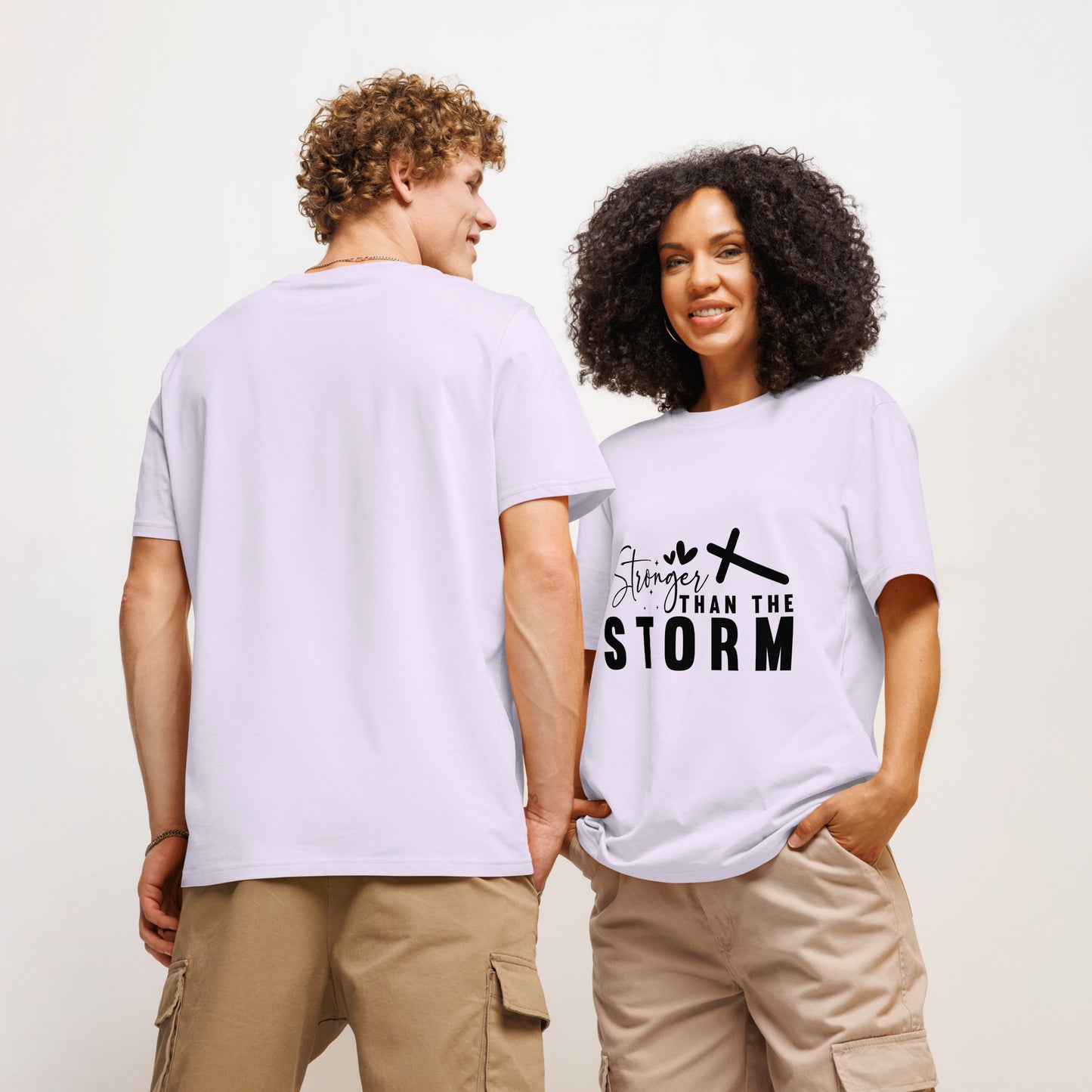 Stronger Than The Storm Unisex organic ribbed neck t-shirt Lavender