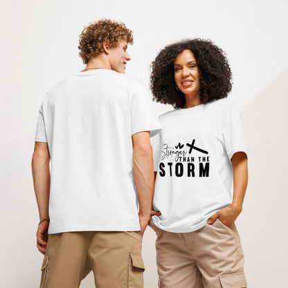 Stronger Than The Storm Unisex organic ribbed neck t-shirt White