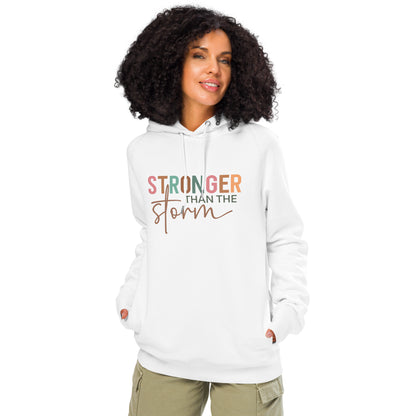 Stronger Than The Storm Unisex Organic Side Pocket Hoodie White