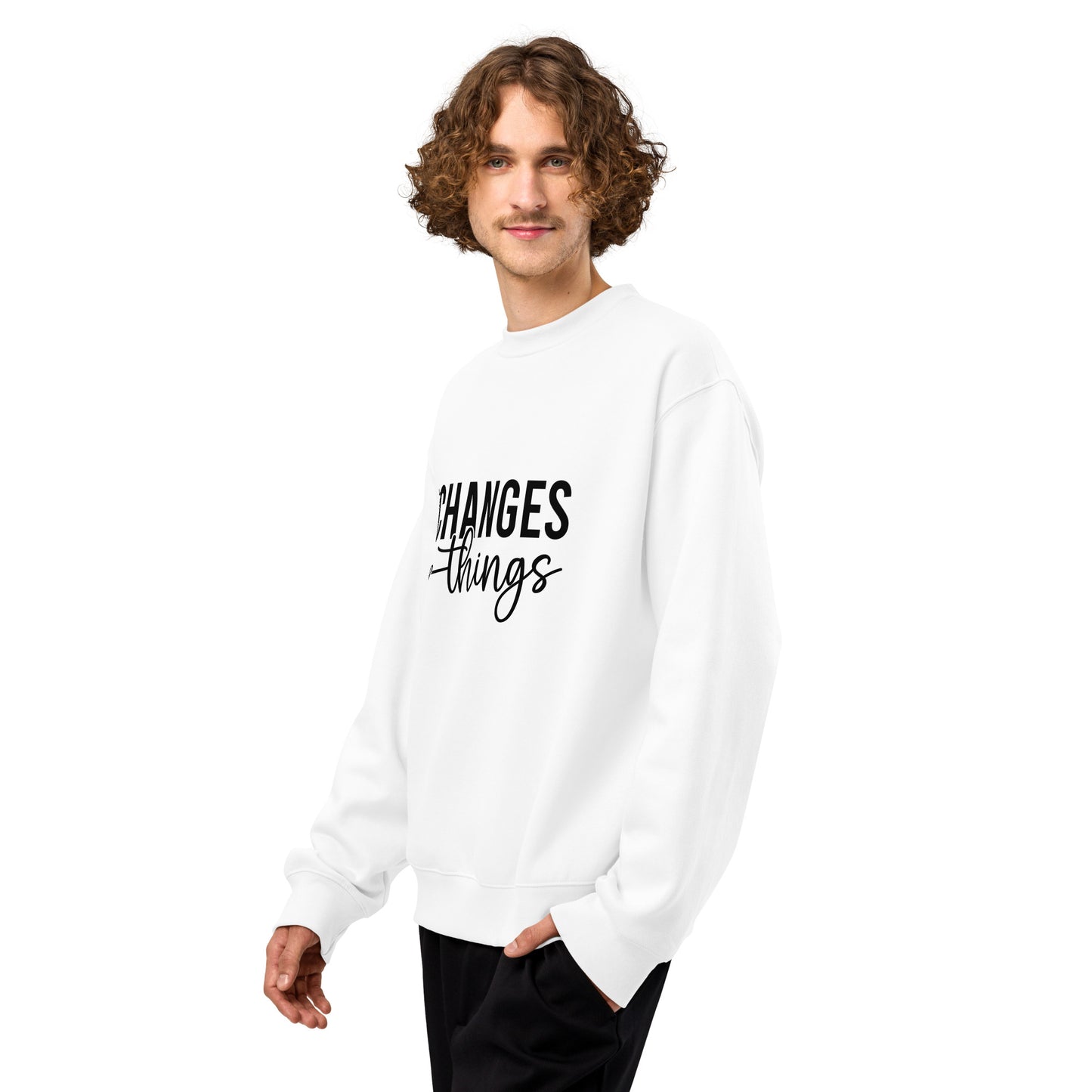 Prayer Changes Things Oversized heavyweight sweatshirt White