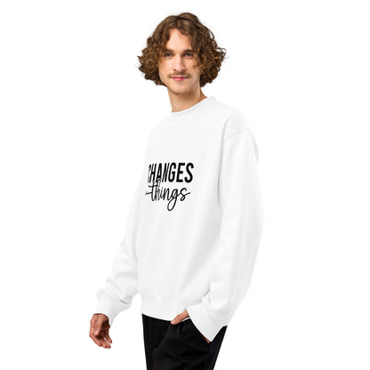 Prayer Changes Things Oversized heavyweight sweatshirt White