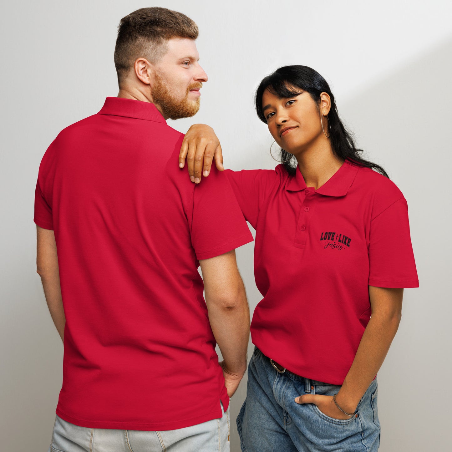 Love Like Jesus Unisex Premium pique polo shirt Red