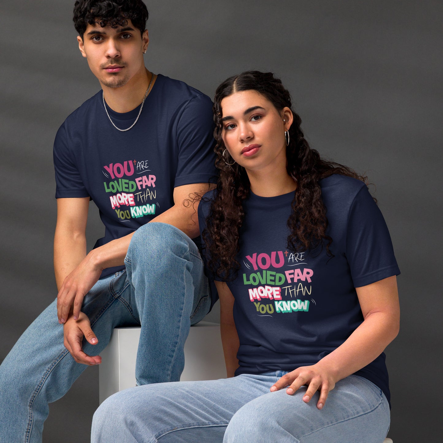 You Are Loved Far More Than You Know Unisex staple eco t-shirt Navy